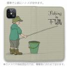 【手帳型ベルトなし】【Stick Case】レトロな可愛い男の子と釣り