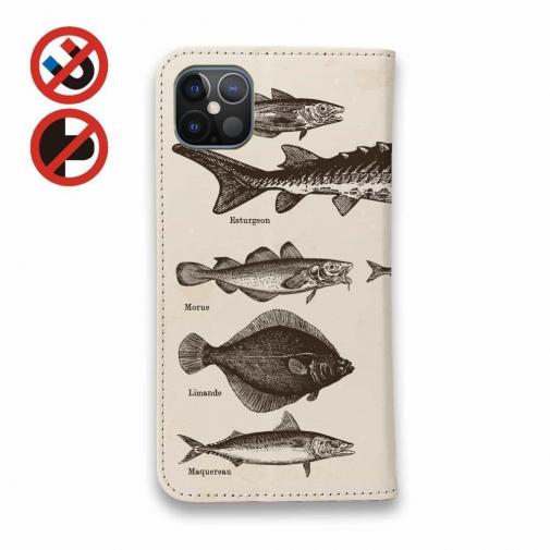 【手帳型ベルトなし】【Stick Case】ビンテージな魚図鑑　レモン