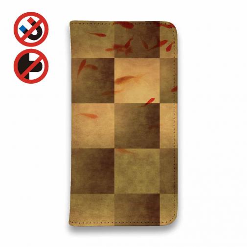 【手帳型ベルトなし】【Stick Case】金魚と屏風柄