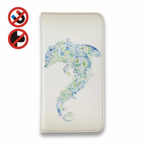 【手帳型ベルトなし】【Stick Case】レトロでトロピカルなイルカ