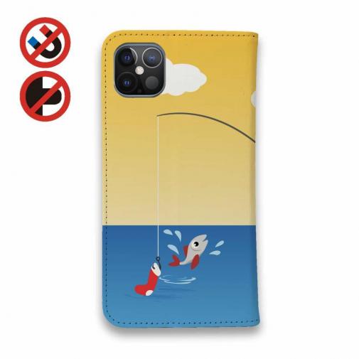 【手帳型ベルトなし】【Stick Case】猫と釣り　晴天なり