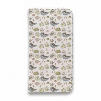 【手帳型ベルトなし】【Stick Case】カモメ隊長と魚たち　シームレスパターン