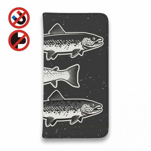 【手帳型ベルトなし】【Stick Case】シンプルなトラウト三兄弟