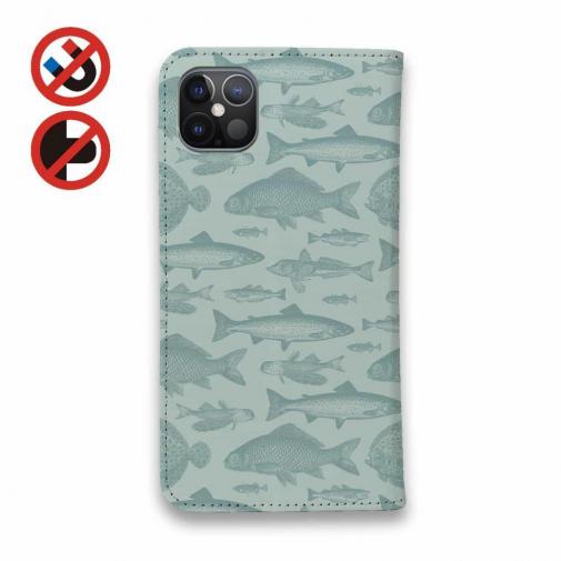 【手帳型ベルトなし】【Stick Case】ビンテージ・フィッシュ　シームレスパターン