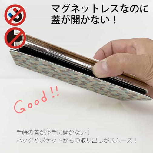 【手帳型ベルトなし】【Stick Case】ウロコのシームレスパターン