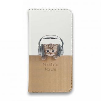 【手帳型ベルトなし】【Stick Case】猫だってNo Music No Life