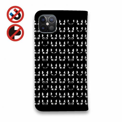 【手帳型ベルトなし】【Stick Case】黒猫たちのスマホケース