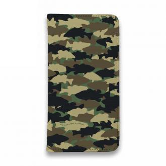 【手帳型ベルトなし】【Stick Case】HEDGEHOG STUDIO　迷彩柄　ブラックバス　ウッドランド