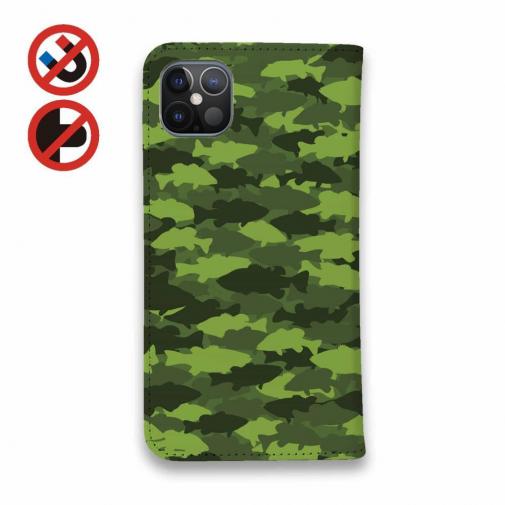 【手帳型ベルトなし】【Stick Case】HEDGEHOG STUDIO　迷彩柄　ブラックバス　リリーパッド