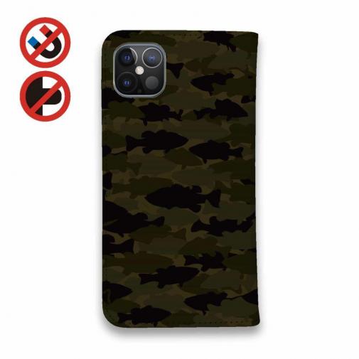 【手帳型ベルトなし】【Stick Case】HEDGEHOG STUDIO　迷彩柄　ブラックバス　グリーンパンプキン