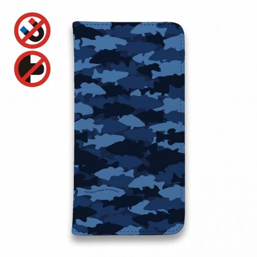 【手帳型ベルトなし】【Stick Case】HEDGEHOG STUDIO　迷彩柄　ブラックバス　F-2