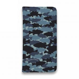 【手帳型ベルトなし】【Stick Case】HEDGEHOG STUDIO　迷彩柄　ブラックバス　ナチュラルプロブルー