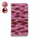 【手帳型ベルトなし】【Stick Case】HEDGEHOG STUDIO　迷彩柄　ブラックバス　バブルガムピンク