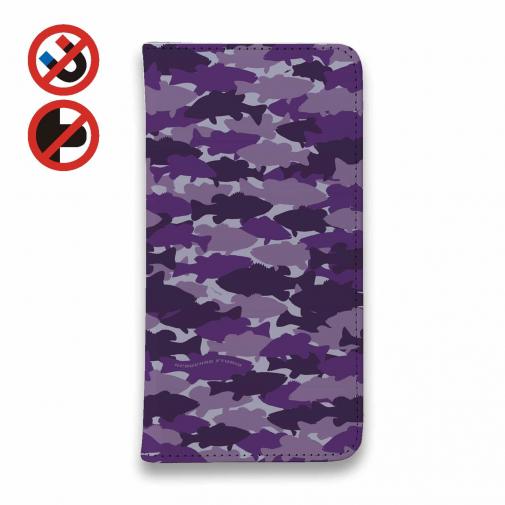 【手帳型ベルトなし】【Stick Case】HEDGEHOG STUDIO　迷彩柄　ブラックバス　エドムラサキ