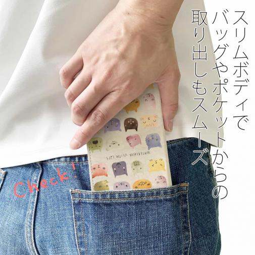 【手帳型ベルトなし】【Stick Case】暖かい猫の顔