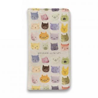 【手帳型ベルトなし】【Stick Case】暖かい猫の顔
