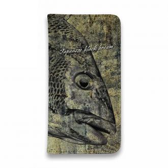 【手帳型ベルトなし】【Stick Case】クロダイ(チヌ)墨絵風