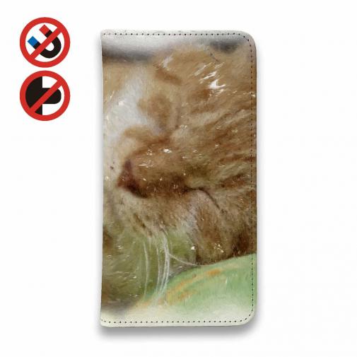 【手帳型ベルトなし】【Stick Case】眠り猫アップ!