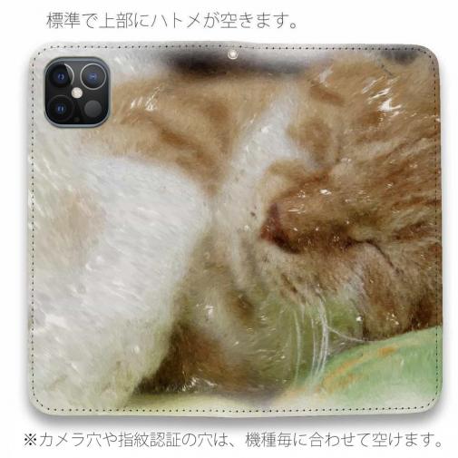 【手帳型ベルトなし】【Stick Case】眠り猫アップ!