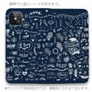 【手帳型ベルトなし】【Stick Case】ビンテージなイラスト　ブルー