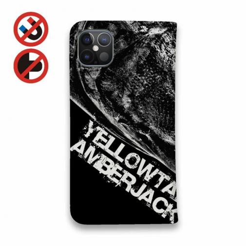 【手帳型ベルトなし】【Stick Case】平政(ヒラマサ)墨絵風　黒