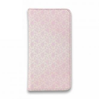 【手帳型ベルトなし】【Stick Case】花のシームレスパターン　ピンク