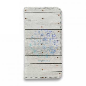 【手帳型ベルトなし】【Stick Case】錨・帆船・コンパス・貝殻・灯台　海をイメージするイラスト
