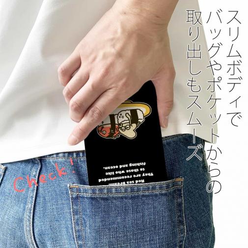 【手帳型ベルトなし】【Stick Case】マダイ&イカ　ブラック&ホワイトバージョン