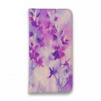 【手帳型ベルトなし】【Stick Case】ラベンダー　パープルフラワー