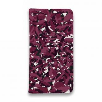 【手帳型ベルトなし】【Stick Case】あかり　百目ロゴ　迷彩ワインレッド