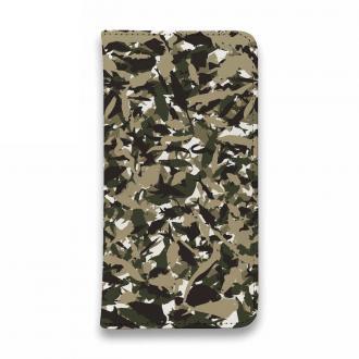 【手帳型ベルトなし】【Stick Case】百目ロゴ　迷彩ネイビーブラウン