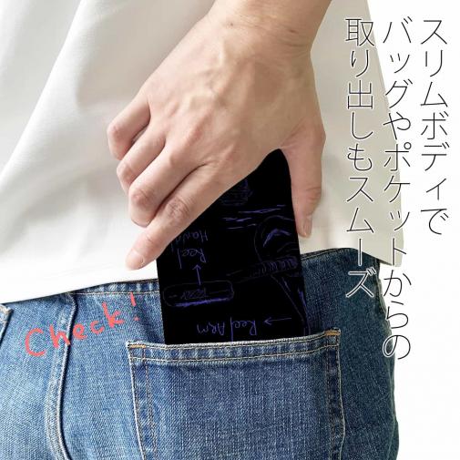 【手帳型ベルトなし】【Stick Case】リールの解説　手書き風　ブラック