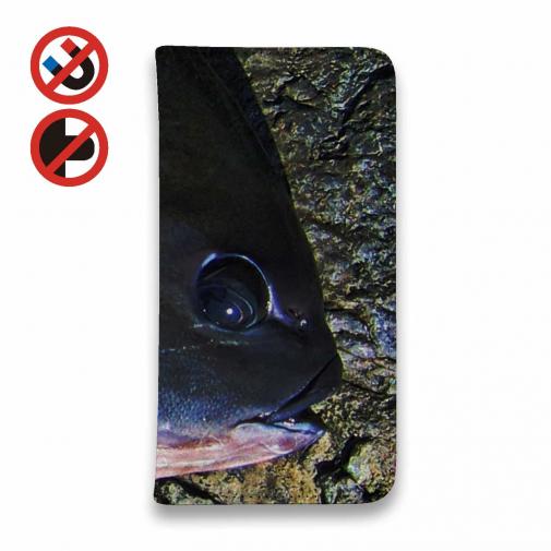 【手帳型ベルトなし】【Stick Case】オナガと釣研ロゴ