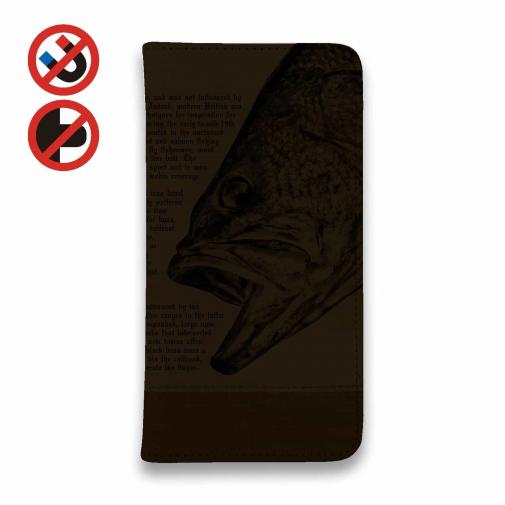 【手帳型ベルトなし】【Stick Case】ブラックバス釣り　革風デザイン