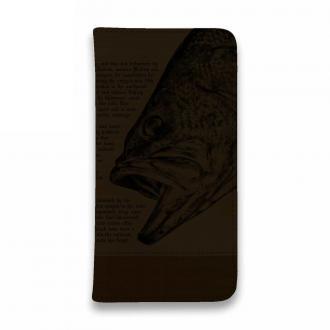 【手帳型ベルトなし】【Stick Case】ブラックバス釣り　革風デザイン