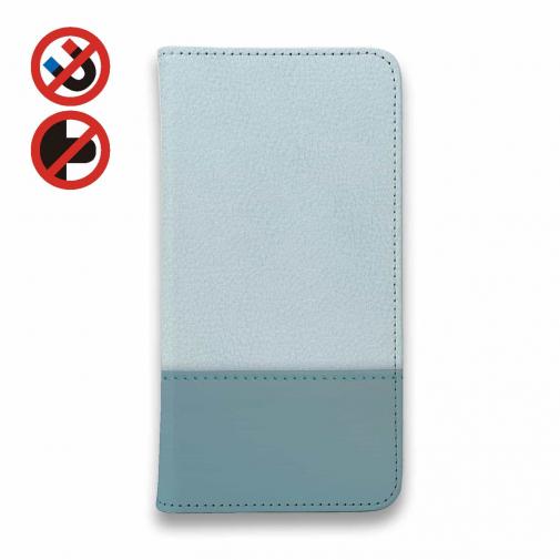 【手帳型ベルトなし】【Stick Case】レザー風リボン&ショルダーストラップ　サックス