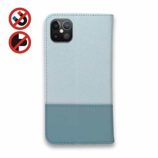 【手帳型ベルトなし】【Stick Case】レザー風リボン&ショルダーストラップ　サックス