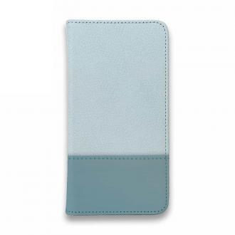 【手帳型ベルトなし】【Stick Case】レザー風リボン&ショルダーストラップ　サックス