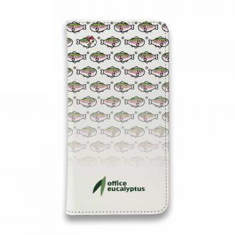 【手帳型ベルトなし】【Stick Case】【eucalyptus】グレ鱒　ホワイト