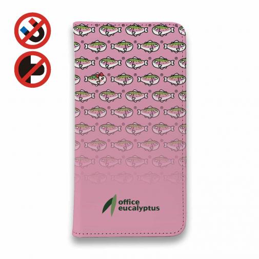 【手帳型ベルトなし】【Stick Case】【eucalyptus】グレ鱒　ピンク