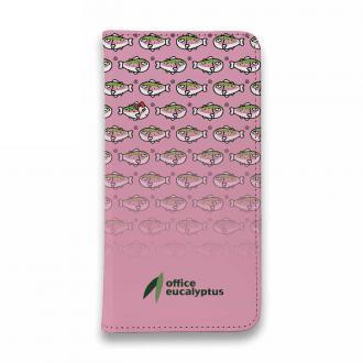 【手帳型ベルトなし】【Stick Case】【eucalyptus】グレ鱒　ピンク