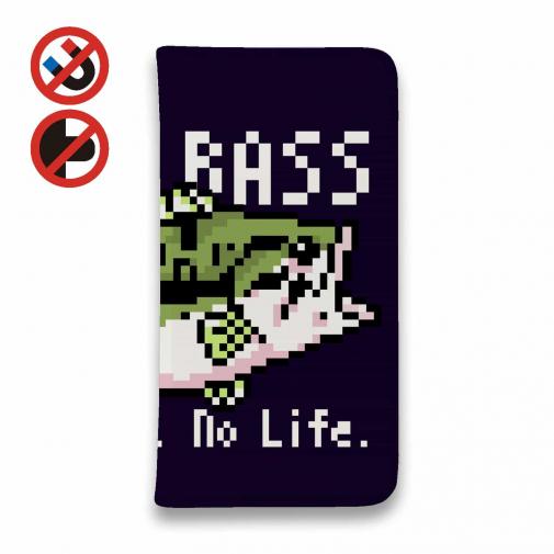 【手帳型ベルトなし】【Stick Case】【釣りざんまい】ドット絵のブラックバス