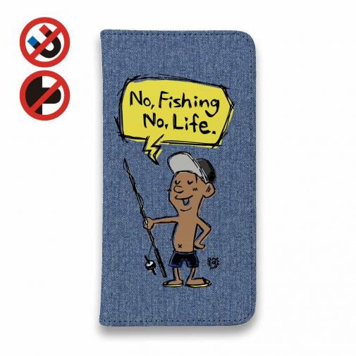 【手帳型ベルトなし】【Stick Case】【釣りざんまい】ノーフィッシングノーライフアングラー