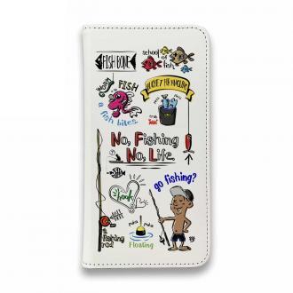 【手帳型ベルトなし】【Stick Case】【釣りざんまい】釣りが好きなんです_カラフル