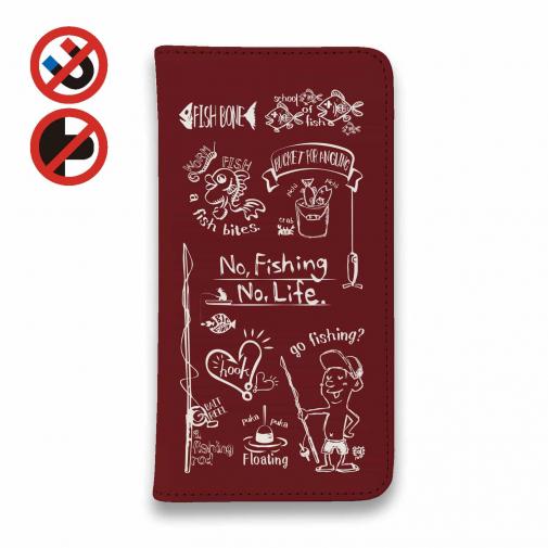 【手帳型ベルトなし】【Stick Case】【釣りざんまい】釣りが好きなんです_レッド