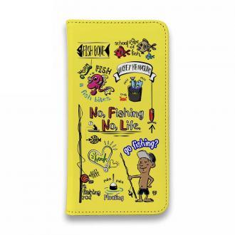 【手帳型ベルトなし】【Stick Case】【釣りざんまい】釣りが好きなんです_カラフルイエロー