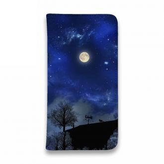 【手帳型ベルトなし】【Stick Case】屋根の上のネコと満月