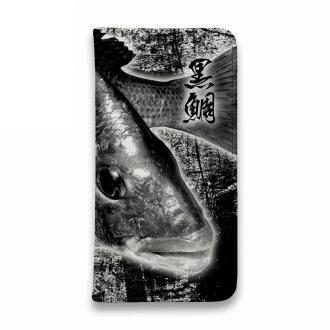 【手帳型ベルトなし】【Stick Case】クロダイ(チヌ)　墨絵風(黒)