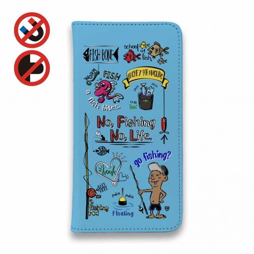 【手帳型ベルトなし】【Stick Case】【釣りざんまい】釣りが好きなんです_カラフルスカイブルー