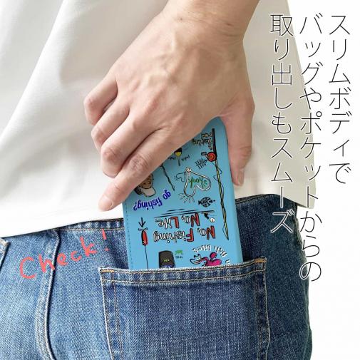 【手帳型ベルトなし】【Stick Case】【釣りざんまい】釣りが好きなんです_カラフルスカイブルー